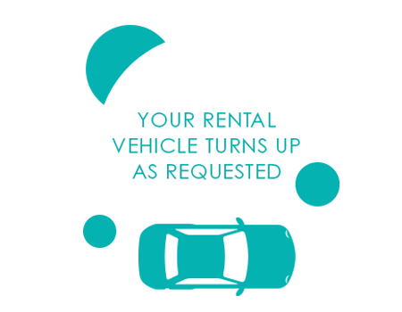 YOUR RENTAL VEHICLE TURNS UP AS REQUESTED